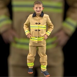 Hauntlook Kids Fearless Firefighter Costume with Neon Stripes Kids 7-9